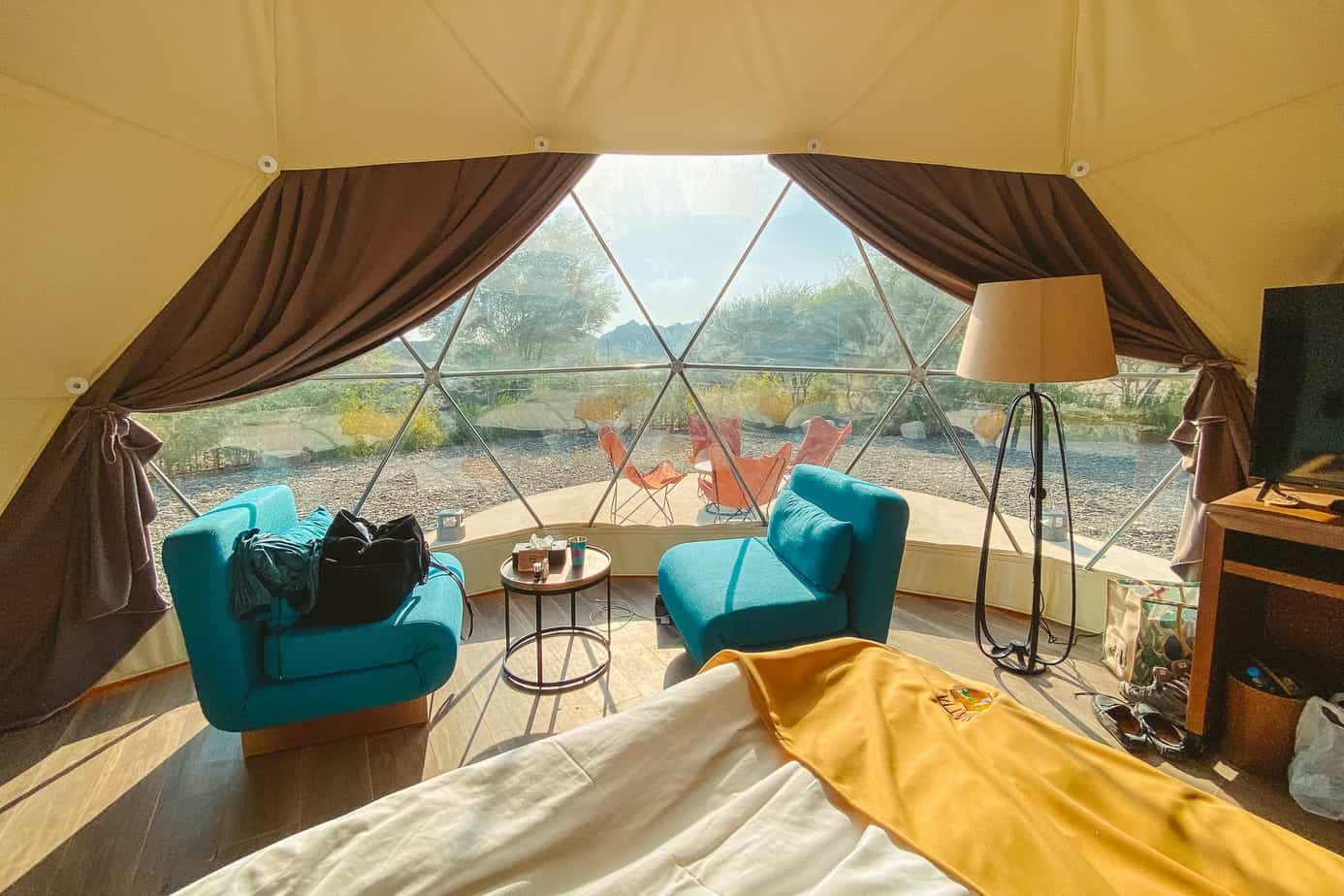 Hatta Dome Park inside from the bed