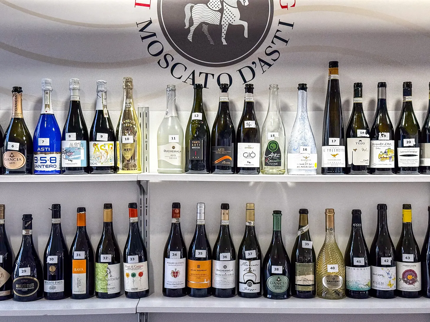 A Moscato di Asti selection at the Douja d'or festival in Asti, 2025.